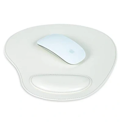 Afbeelding van Londo Leder Oval Mousepad met Polssteun (Wit)