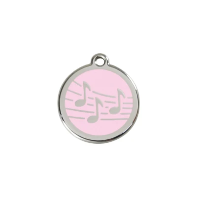Afbeelding van Music Pink roestvrijstalen hondenpenning small/klein dia. 2 cm RedDingo