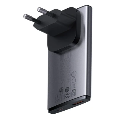 Afbeelding van Baseus GaN5 Pro Ultra Compacte Reislader Power Delivery Adapter Grijs