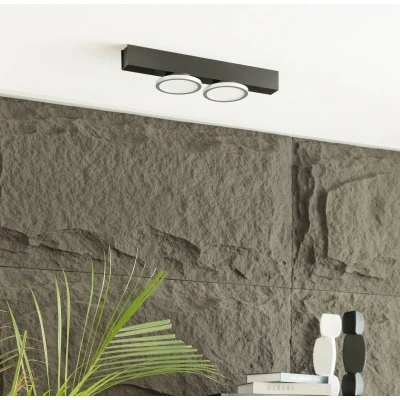 Afbeelding van Lucande plafondlamp 2lichts IJzer, aluminium H: 8.6 cm GU10 zwart Inclusief lichtbronnen