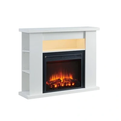 Afbeelding van BALDERIA William elektrische open haard met 3D vlameffect, verwarming 2000 W, led verlichting, afstandsbediening, timer en thermostaat, wit