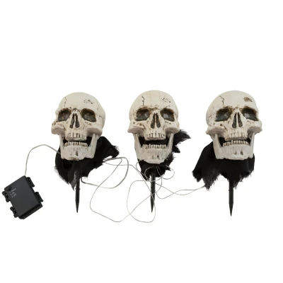 Afbeelding van Europalms Halloween Skelethoofd met Staak Set van 3 29cm decoratie versiering accessoires feest