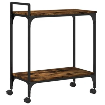Afbeelding van vidaXL Keukentrolley 60,5x31x72,5 cm bewerkt hout gerookt eikenkleurig