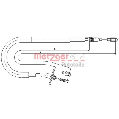 Afbeelding van METZGER 10.9875 Handremkabel Links achter 1525/1350mm Schijfremmen COFLE MERCEDES BENZ: Sprinter 3 T Van