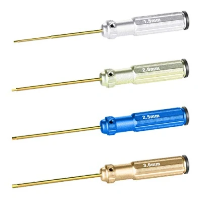 Afbeelding van Neewer Zeshoekige schroevendraaiers, set van 4, gemaakt titaniumnitride met gekleurde handgrepen, compatibel 1,5, 2, 2,5 en 3 mm schroeven.