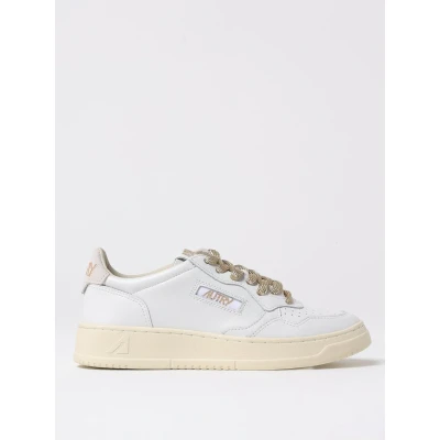 Afbeelding van Leather Upper Lace Up Style Round Toe Flat Sneakers Wo White