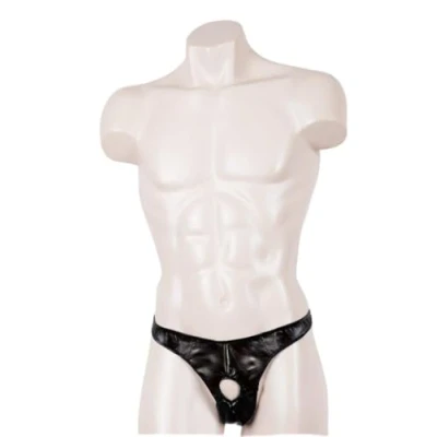 Afbeelding van Svenjoyment Underwear String PU Leer Showmaster Zwart Maat XXL