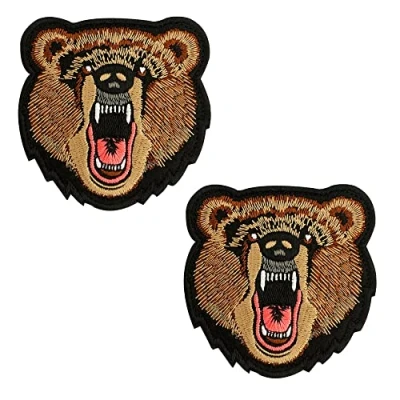 Afbeelding van Zcketo 2 stuks knurende beer, geborduurde sluiting, patch tactische militaire badge, embleem, applicatie, voor honden, rugzak, pet, jas, vest, tas, beer