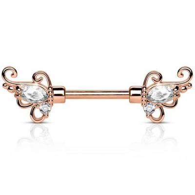 Afbeelding van Tepelpiercing sier met steen rose gold plated