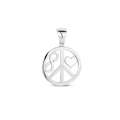 Afbeelding van zilver gerhodineerd hanger cirkel hart, peace en infinity 1336627