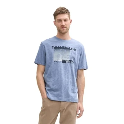 Afbeelding van TOM Tailor Tshirt print, Heren, Maat: Small, Dove blue