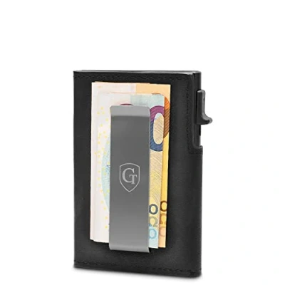 Afbeelding van GenTo® SLIMLET PUSH slim Wallet Slanke portemonnee met muntzakje metalen etui RFID NFC bescherming kleine mini geldclip dunne card case Incl. geschenkverpakking