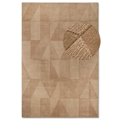 Afbeelding van Villeroy &amp; Boch Ursule Wollen tapijt, natuurlijk woonkamertapijt, handgeweven en milieuvriendelijk, boho wol voor woonkamer, slaapkamer, eetkamer, hal, keuken, beige, 160 x 230 cm