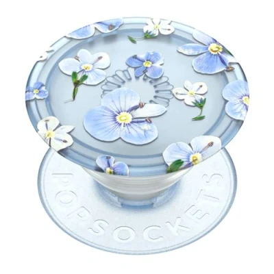 Afbeelding van PopSockets: PopGrip Plant Uittrekbare Standaard en Greep Gemaakt van Plantaardig Materiaal met een Verwisselbare PopTop voor Smartphones Tablets Translucent Blue Fields
