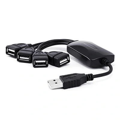 Afbeelding van Villageboom Flexibele USB 2.0 Hub 4 Port Nieuw model verdeler kabel compartimenten Plug &amp; Play Notebook Laptop/PC Mac zwart