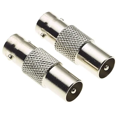 Afbeelding van BNC Vrouwelijke Socket Naar TV Male Coax Plug Adapter, 50 Ohm, Vernikkeld Messing Lichaam Mannelijke Jack adapter 2, Coaxiale Adapters Pak Van 2