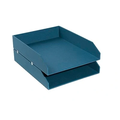 Afbeelding van Exacompta Ref. 14603E 2 stuks Office By Me brievenbak voor DIN A4+ documenten afmetingen 13 x 26 33,7 cm voorzien van kleine antislipvoetjes Kleur: eendenblauw