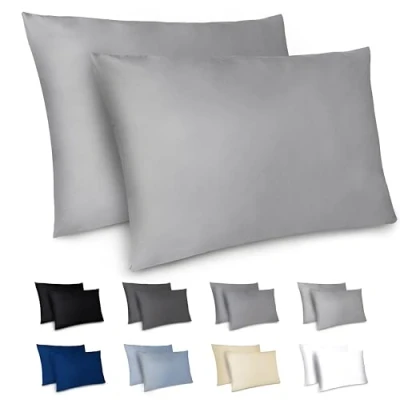 Afbeelding van Dreamzie Kussensloop 40 x 80 cm, Set van 2 Kussenslopen, Grijs met Ritssluiting, Microvezel, Zacht,