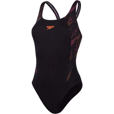 Afbeelding van Speedo Womens Hyperboom Splice Muscleback Badpak, Dames, Maat: 38, Black/plum dandy/siren red