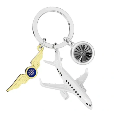 Afbeelding van Metalmorphose Sleutelhanger Travel and Holiday Pilot Piloot Vliegtuig Badge Zilver Goud Nice thingZ