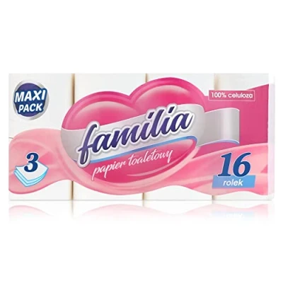 Afbeelding van Familia Maxi Pack toiletpapier in rol, zacht en zacht, 3 laags, scheurbestendig, wit, 100% cellulose, 1 verpakking, 16 rollen (16 x 150 vellen)