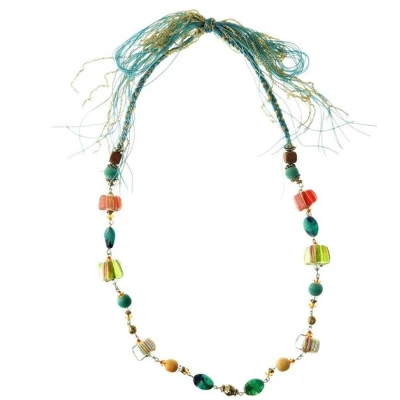 Afbeelding van Behave Kralen ketting multi kleur blauw 70 cm