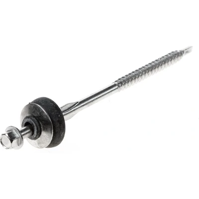 Afbeelding van Golfplaatbout gemonteerd incl. 2 delige sluitschelp rvs a2 6.5x130mm