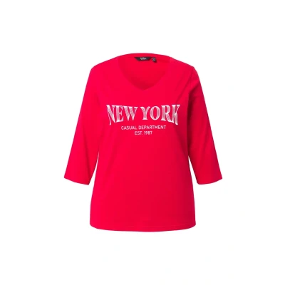 Afbeelding van Ulla Popken IMPRIMÉ NOM DE Ville Longsleeve, Dames, Maat: 42/44, Lychee