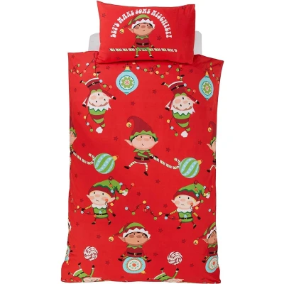 Afbeelding van Kerst dekbedovertrek Naughty elves 1 persoons