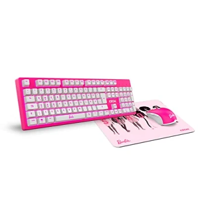 Afbeelding van KROM Barbie KANDY BB GERMANY White LED membraantoetsenbord, muis met 6400 dpi optische sensor, zachte en resistent rubberen tapijt, Duitse lay out, roze