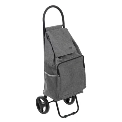 Afbeelding van 5Five Boodschappen trolley tas met wielen inhoud 36 liter grijs 34 x 30 95 cm Boodschappentrolleys
