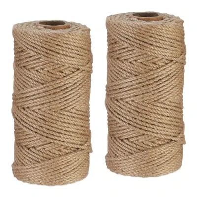 Afbeelding van Relaxdays jute touw op rol set van 2 4 mm bindtouw 100 m per koord afbreekbaar