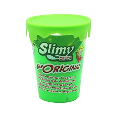 Afbeelding van Slimy originele beker 80 g groen Slime, de klassieker onder speelmassa, natuurlijk veilig slijm speelplezier voor kinderen, elastische speelklei (speelgoed vanaf 3 jaar)