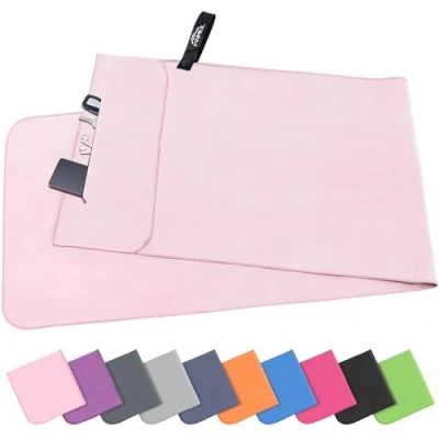 Afbeelding van Pameil Fitnesshanddoek met ritssluiting, 120 x 50 cm, microvezel handdoek, compact en sneldrogend, sporthanddoek, fitnesshanddoek, reishanddoek