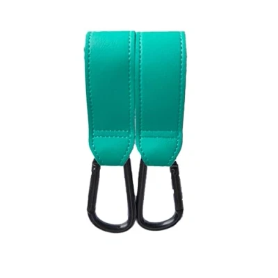 Afbeelding van Shabany® Haak 2 stuks universele pasvorm houder haken kinderwagenhaken tashaken verstelbare robuuste klittenbandsluiting zakhouder karabijnhaak turquoise
