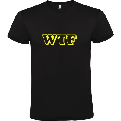 Afbeelding van Zwart T shirt ‘WTF’ Geel maat XS
