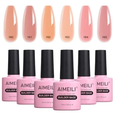 Afbeelding van AIMEILI Clear Builder Gel 2 in 1 Nail Extension Base Nagellak Set UV LED Gellack Soak Off Enhancement voor Nagels Gebouw, Versterking Manicure 6 X 10ml Gift Kit 38