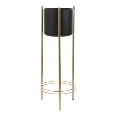 Afbeelding van Sverre Bloempot op Standaard H81 x Ø27 cm Zwart, Goud