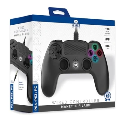 Afbeelding van Freaks and Geeks Zwarte Bedrade Controller voor PS4 met 3M Kabel LED Jack 3.5mm
