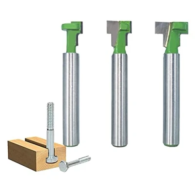 Afbeelding van T groeffrees, 3 stuks groef router rechte schacht frees vormige bitjes staart sleuf bits voor elektrisch gereedschap timmergereedschap