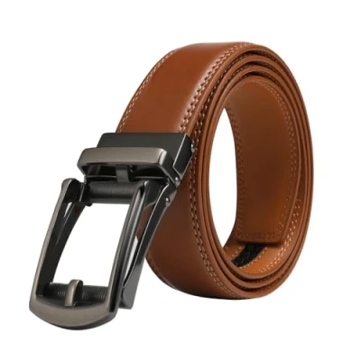 Afbeelding van VRLEGEND Herenriem Ratel Automatische Riem Heren Leer Lederen Verstelbaar voor Pakken Business Formele Kleding 35MM,Cadeau Hem (110cm, Bruin)