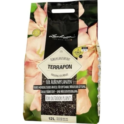 Afbeelding van LECHUZA TERRAPON 12 liter Hoogwaardig plantensubstraat combineert humus met minerale componenten Voorbemest voor 6 tot 8 maanden ALTIJD BETER DAN AARDE!