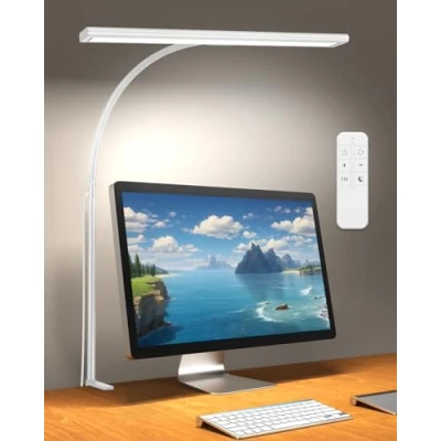 Afbeelding van iFalarila Bureaulamp 10W Dimbaar met Afstandsbediening 160 LED Super Heldere Klemlamp USB Adapter 3 Kleurtemperaturen &amp; 10 Helderheidsniveaus 70cm Flexibele Zwanenhals