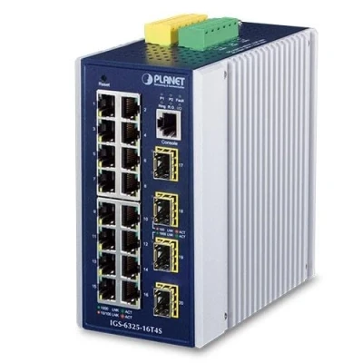 Afbeelding van Planet Industrieel L3 16 poorts 1000T + 4 1000X SFP (16 Havens), Netwerkschakelaar, Grijs