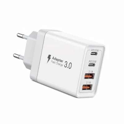 Afbeelding van Oplader USB C 40W PD &amp; A snellader stekker voeding type multiple laadbus 4 poorts adapter voor iPhone Samsung Huawei Xiaomi HTC LG Motorola Honor Etc