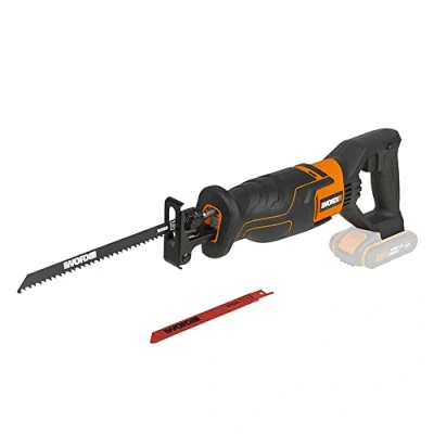 Afbeelding van WORX WX500.9 accu reciprozaag, 20 V, voor het zagen van hout, PVC, staal en nog veel meer, verstelbare voetplaat, variabele snelheid, zonder oplader