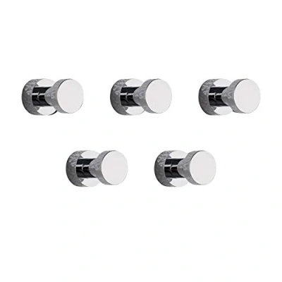 Afbeelding van BGL Zelfklevende haken, robuuste muurhaken, handdoekhaken voor aan de wand van badkamer, keuken, deur, kast, messing 5 stuks, chroom