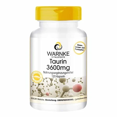 Afbeelding van taurine capsules hoge dosering 3600mg per dagdosis veganistisch 120 Warnke Vitalstoffe Duitse apothekerskwalitei