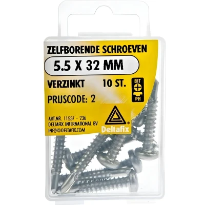 Afbeelding van Deltafix schroef zelfborend cilinderkop / ph verzinkt 5.5 x 32 mm din 7504 n 10 st.