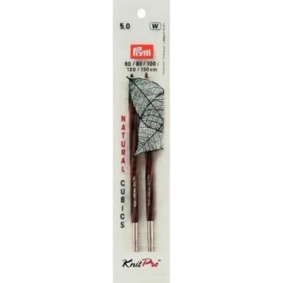 Afbeelding van Prym naaldpunten CUBICS NATURAL gekleurd lang 11,6 cm 5,00 mm kousbreinaald, hout, meerkleurig, 5